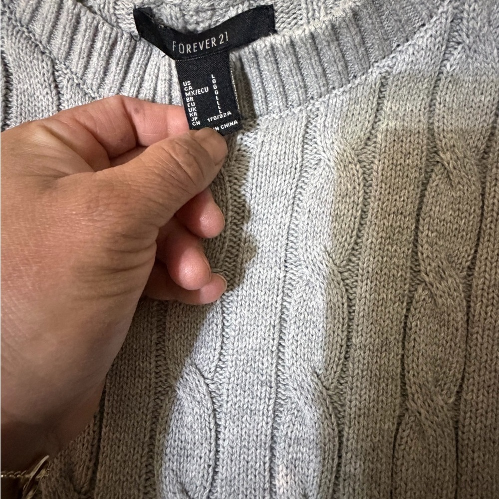 Forever 21 Light Gray Cable Knit Sweater - Picture 2 of 3